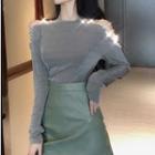 Long-sleeve Glitter Detail Top