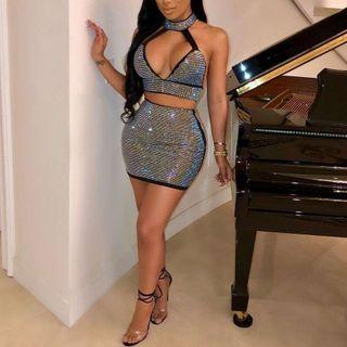 Set: Rivet Halter Top + Skirt
