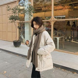 Collarless Zip-up Padded Jacket