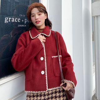 Button Jacket Brick Red - One Size