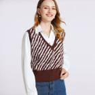 Zebra Print V Neck Crop Knit Vest