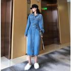 Midi Denim Shirt Dress Blue - One Size