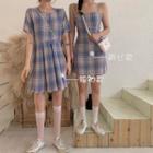 Plaid Short-sleeve Dress / Spaghetti Strap Dress