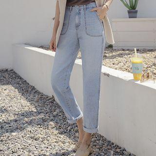 Patch-pocket Tapered Jeans