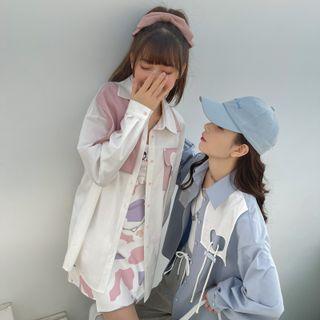 Long-sleeve Two-tone Panel Shirt (various Designs)