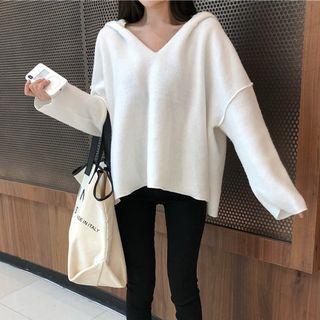 Plain Boxy Hoodie White - One Size