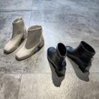 Square-toe Block Heel Rhinestone Zipper Short Boots