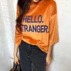 Letter Elbow-sleeve Velvet T-shirt