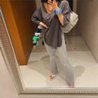 U-neck Round-hem Oversized T-shirt