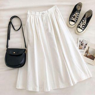 Plain High-waist Cargo Skirt White - One Size