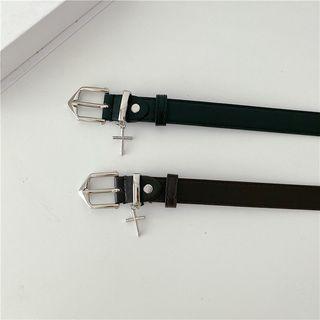 Cross Pendant Faux Leather Belt
