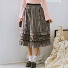 Velvet Layered Pleated Skirt