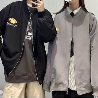 Number Print Zip-up Jacket