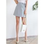 Inset Shorts Beribboned Mini Wrap Skirt