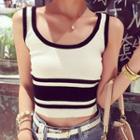 Striped Cropped Knitted Vest