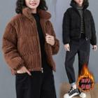 Stand-collar Corduroy Padded Jacket