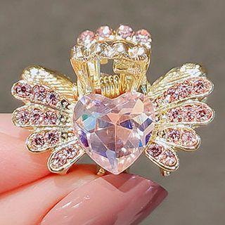 Flying Heart Rhinestone Hair Clamp Ly738 - Pink - One Size
