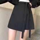 Irregular Tie-side A-line Wrap Skirt
