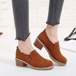 Faux-leather Chunky Heel Casual Shoes