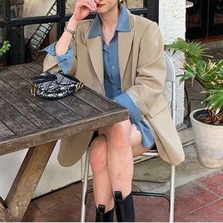 Set: Double-breasted Blazer + Tie-waist Shirt