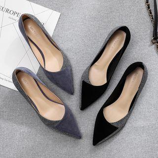 Pointy Paneled Kitten Heel Pumps
