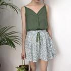 Set: Plain Camisole Top + Floral Skirt