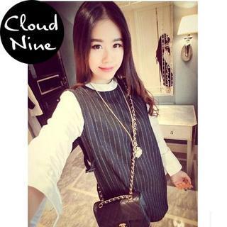Striped Panel Mock Two-piece Dress