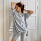 Slit-side Loose-fit Terry T-shirt