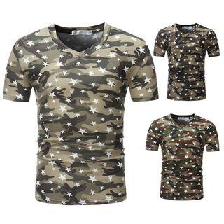 Star Print Camouflage Short-sleeve T-shirt