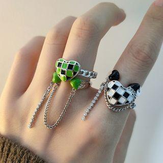 Checker Print Heart Ring