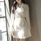 Metallic-button Double-breasted Trench Coat
