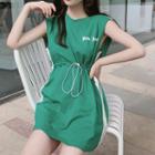 Drawstring Waist Printed Tank Dress