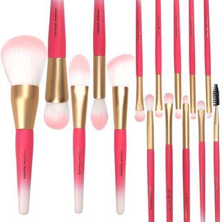 Set Of 15: Make Up Brushes Red - One Size