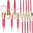 Set Of 15: Make Up Brushes Red - One Size