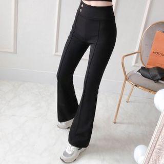 Seam-trim Boot-cut Pants Black - One Size