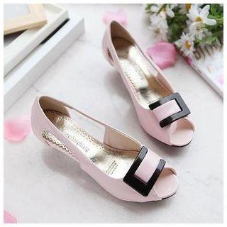 Patent Peep-toe Low-heel Pumps