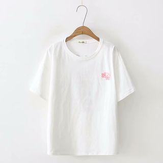 Short-sleeve Cherry Blossom Print T-shirt