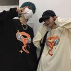 Print Crewneck Loose-fit Long-sleeve T-shirt
