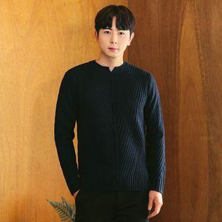 Cutout-neckline Rib-knit Sweater