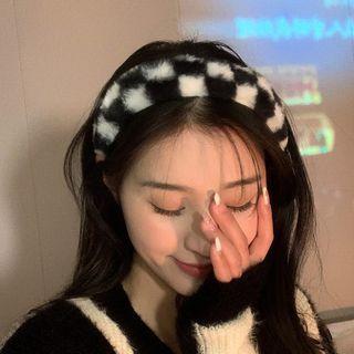 Checkerboard Fluffy Hair Band