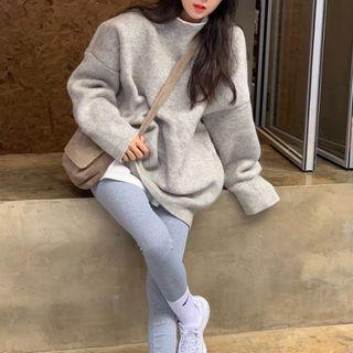 Turtle-neck Loose-fit Sweater / High-waist Leggings