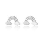 Sterling Silver Fashion Simple Rainbow Cloud Stud Earrings Silver - One Size