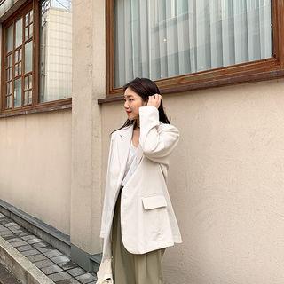 Longline Cotton Blazer With Sash