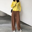 Plain Sweater/ Wide-leg Pants