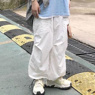 Drawcord-cuff Wide Leg Pants