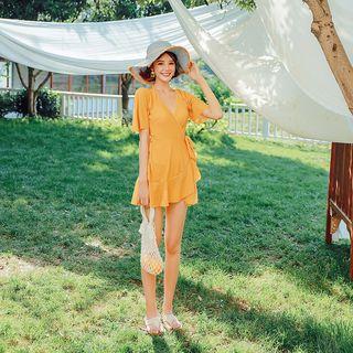Short-sleeve Tie-side Swimdress