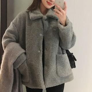 Hidden-button Boucl -knit Jacket