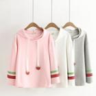 Contrast-trim Strawberry-accent Hoodie