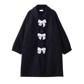 Bow-accent Long Button Coat
