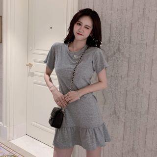 Open Back Short-sleeve A-line T-shirt Dress